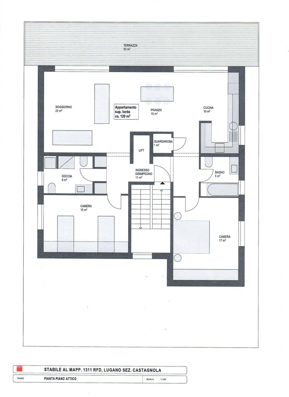 Planimetria , Attique à louer, 6977 Ruvigliana