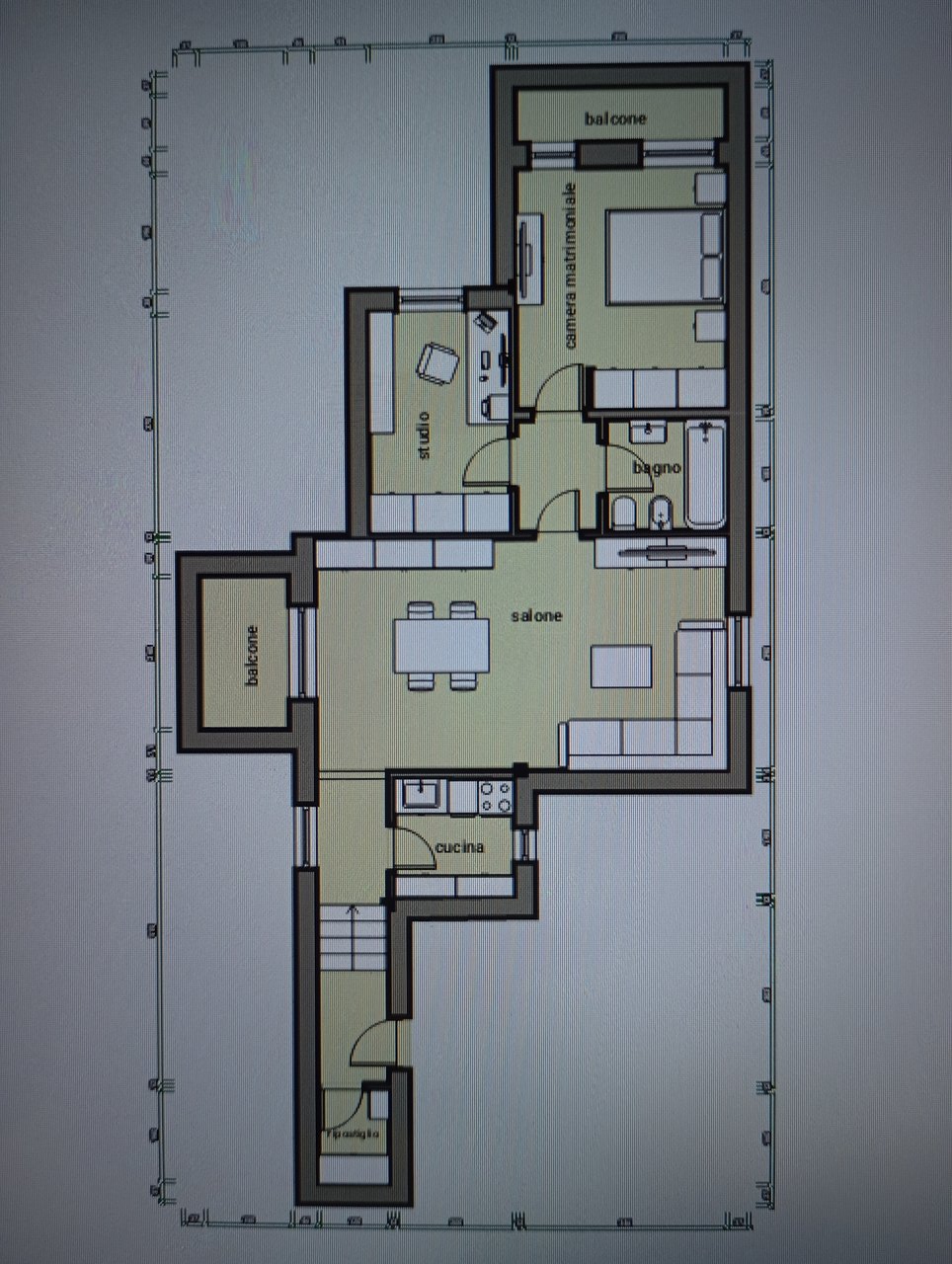 Planimetria , Wohnung zu vermieten, 6900 Massagno